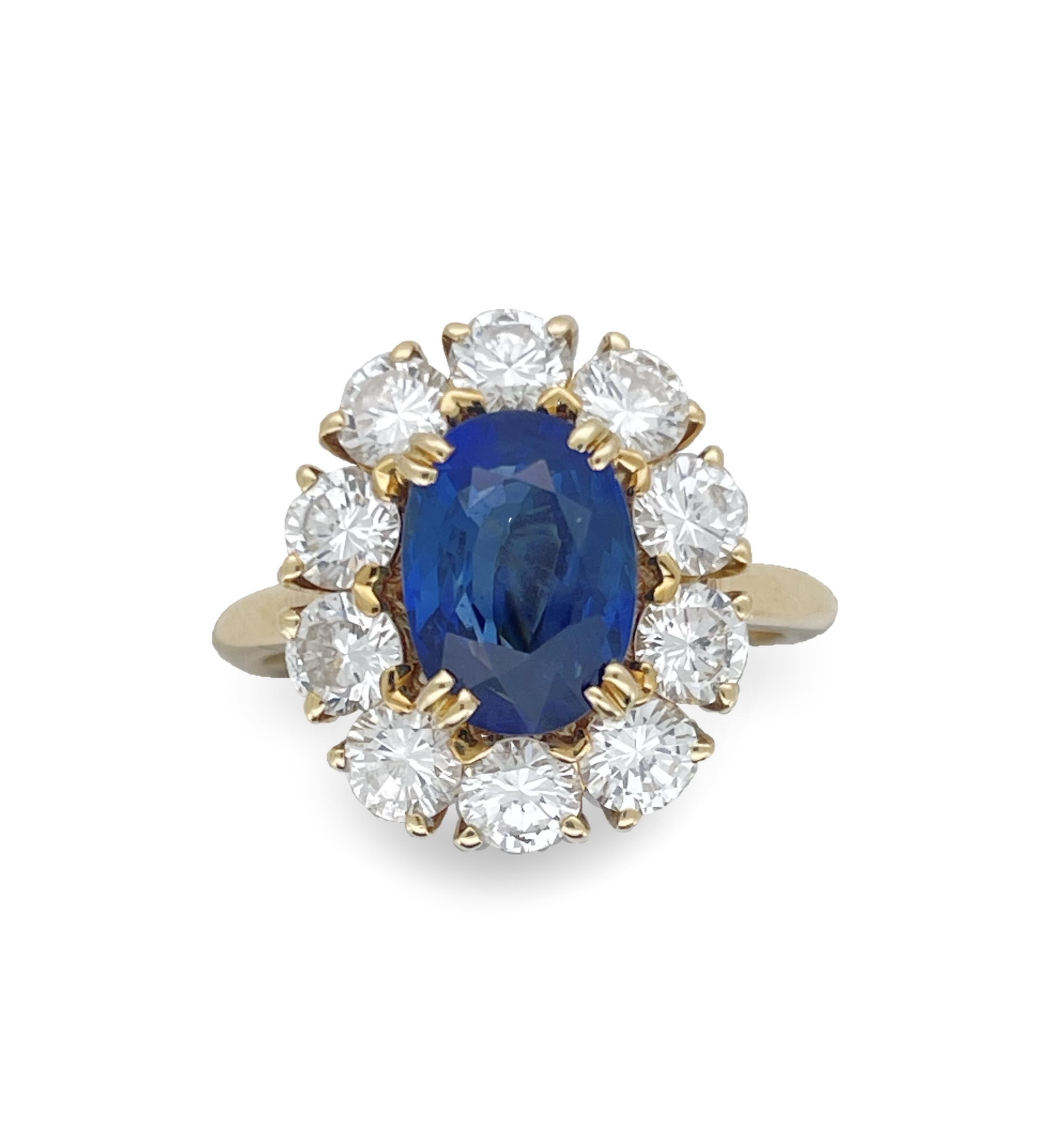 Monture Mauboussin, a sapphire and diamond cluster ring